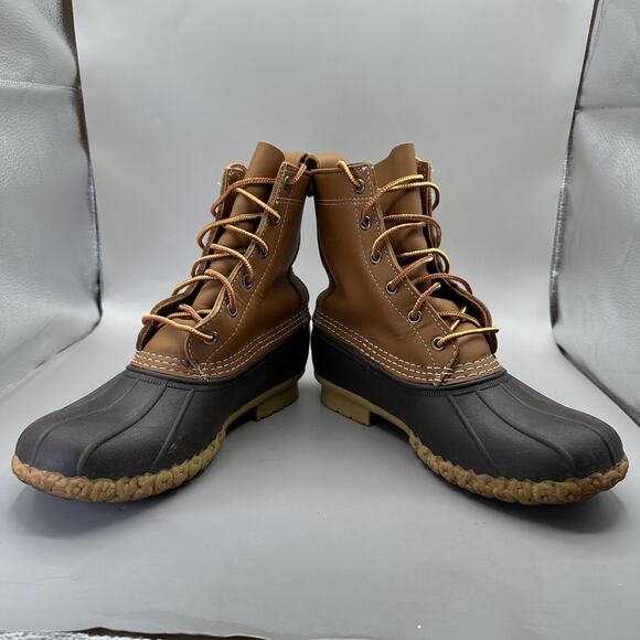 L.L. Bean Boots 8" Duck Boots Womens 6M Brown Leather Lined Made in Maine USA - Picture 4 of 9